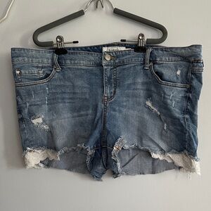 torrid Distressed Blue Denim Cutoff Shorts size 22